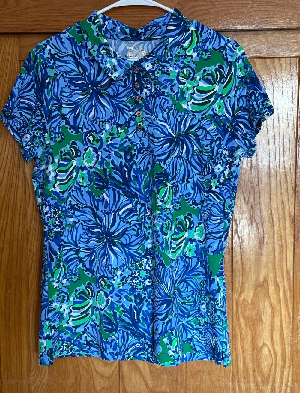 Lilly Pulitzer UPF 50+ Luxletic Frida Scallop Polo, Size XL